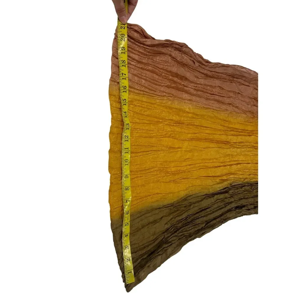 Crinkle 90s Y2K Long Shawl- Earth Tones- orange brown pink 60x21